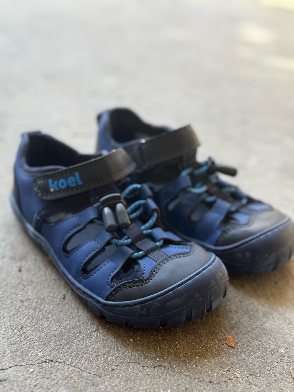 Koel Kids Navy Blue Closed-Toe Sport Sandals with Hook-and-Loop Strap